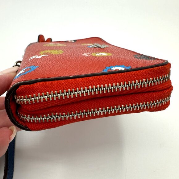 EUC Coach Wild Prairie Print Coated Canvas Double Zip Wallet/Wristlet #F53966 - Picture 4 of 13